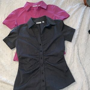 Two XS Pin Stripe Blouses